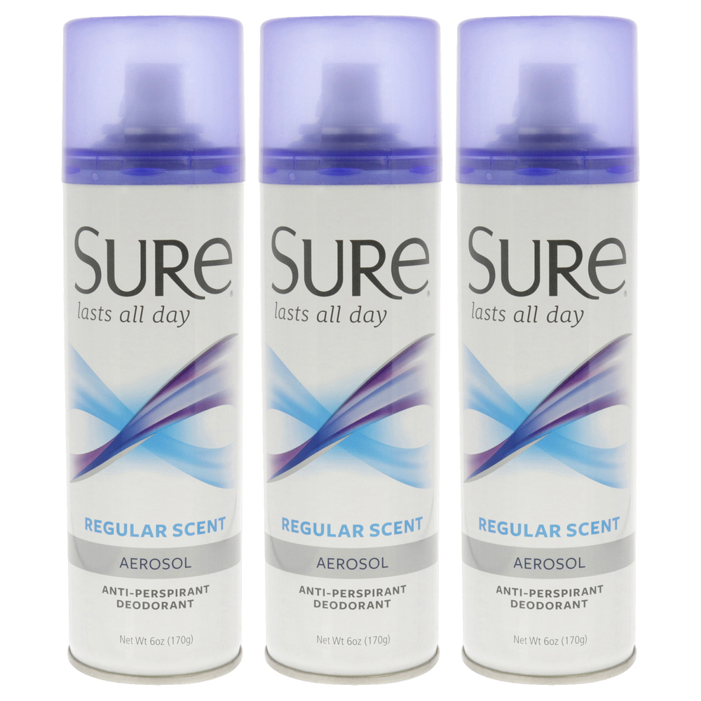 Sure Aerosol Anti-Perspirant and Deodorant - Regular - Pack of 3 Deodorant Spray
